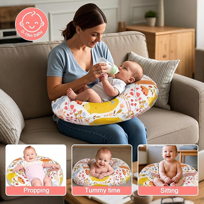 Nursing Pillow, Breastfeeding Pillow with Removable Cover, Ergonomic Breast Feeding Pillow, Baby Feeding Support Cushion for Mom Easier Breastfeeding- Original Size/Jungle