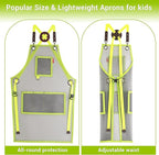 Kids Art Aprons for Painting, Gardening, Cooking, Multiple Pockets, Kids Smock for Boys & Girls, Waterproof (Age6-12)