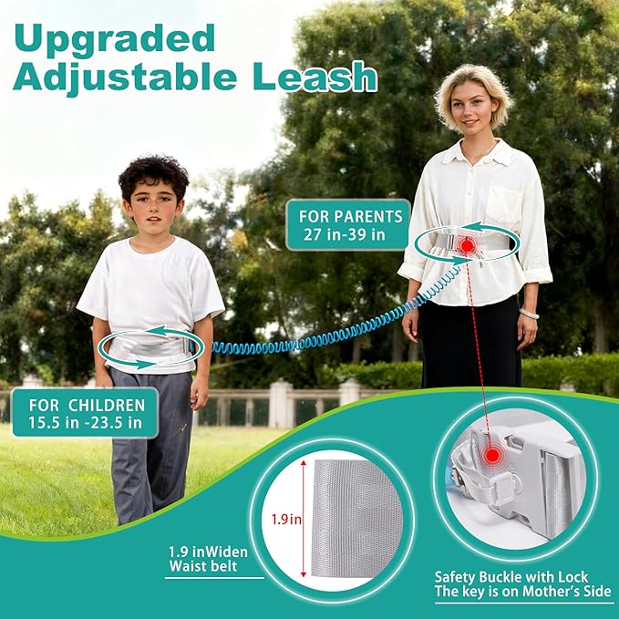 Toddler Leash for Hands-Free Safety Walking, Leash for Kids with Key Lock, Safety Walking Harness for Toddlers, Adjustable Child Leash for Boys and Girls to Outdoor Travel (Blue)