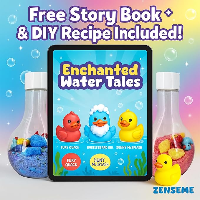 Bubble Bath Bombs for Boys with Mini Toy Ducks Inside – Bubble Bath for Kids - Kids Bath Bombs Toys Powder– Bathtime Experiment Kit Mix - Blast of Foam & Colour Surprise – Gift Set of 4