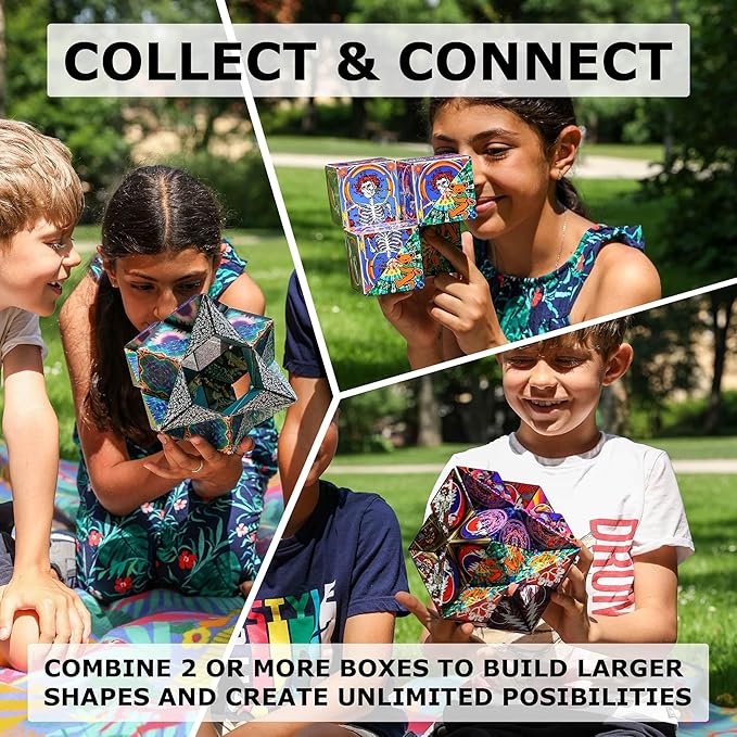 Shashibo Shape Shifting Box - Award-Winning Fidget Toy w/ 36 Rare Earth Magnets - Fidget Cube Transforms Into Over 70 Shapes, Sensory Toy Gift for Kids, Teens, and Adults (Chaos)