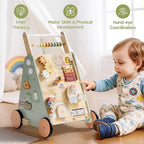 ROBOTIME Baby Walking Toy, Adjustable Speed & Height Wooden Baby Walker Push Toy, Montessori Toddler Push Toy with Brake, Storage & Multi-Activity Play Center for 10M+ Kids (Forest Fairy Tale)