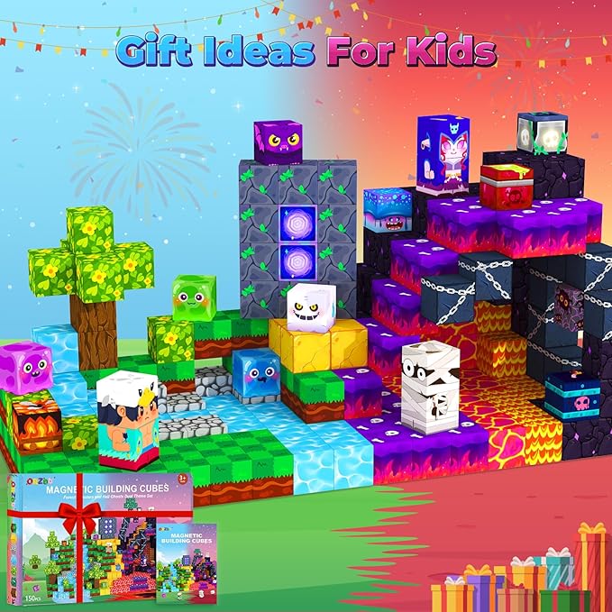 150PCS Magnetic Blocks, Magnetic Tiles Building Sensory Montessori Toys & Games for 3 4 5 6 7 8 9 10 11 12 13 Year Old Boys Girls Halloween Christmas Birthday Gifts