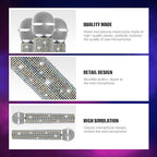 Sanwuta Fake Microphone Prop Sparkly Bling Rhinestones Plastic Play Microphone Pretend Glitter Bedazzled Mic for Cosplay Party Costume(AB Color)