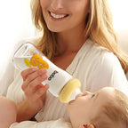 YOHKOH Natural Glass Baby Bottle with Natural Response Nipple, Newborn Anti-Colic Baby Bottles, Wide Neck Mushroom Cap Baby Bottle, Clear (Yellow, (8.8oz (Pack of 4))