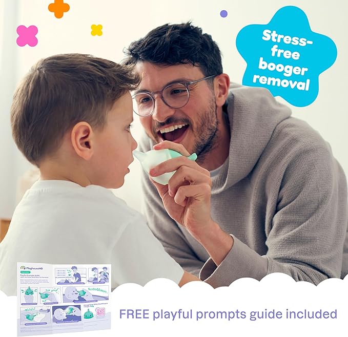 Booger Buddy Nasal Aspirator Bulb, Narwhal - with LED Light for Babies & Toddlers – BPA-Free Snot Remover for Infant Stuffy Nose and Congestion Relief – Easy to Clean Design