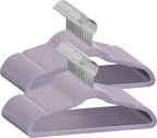50 Premium Kids Velvet Hangers - 14'' Non-Slip, Ultra-Slim & Space-Saving Hangers - 360° Swivel Hook, Strong & Durable for Children & Preteens - Purple