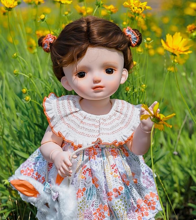 BJD Dolls, 1/4 Ball Jointed Doll Fullset with 15 Articulated Joints and Brown Glass Eyes, 20 Inch (50cm) Full Vinyl Girl, Collectible Reborn-Style Doll for Ages 14+, Gift Box Packaging