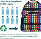 Wildkin ECO rPET 17-inch Large Backpack – Sustainable, Padded, Adjustable – Rainbow Hearts