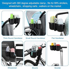 Accmor Stroller Cup Holder with Phone Holder, Universal Cup Holder for Uppababy Nuna Doona Strollers, 2-in-1 Bottle Phone Holder for Bike, Wheelchair, Walker, Scooter