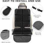 Car Seat Protector 2 Pack Baby Car Seat Covers with Mesh Pockets & Non-Slip Backing 600D Durable Seat Protector Under Baby Car Seat (Black & Gray, Large)