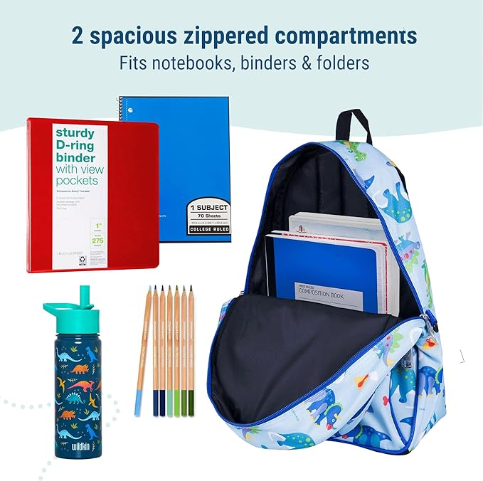 Wildkin 15-inch Kids Backpack – Durable, Padded, Adjustable for School & Travel - Dinosaur Land