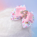 Sprinkle Hair Bow for Girls - Confetti First Birthday Pink Party Decorations, Ice Cream Theme for 1st Birthday (4th Hair Bow)