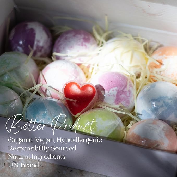 EvolutionUSA Mother's Day Bath Bombs for Women, 12 Beautiful Bath Bombs for Mom, Thoughtful Mother's Gift of Luxury & Relaxation, Gorgeous Bath Balls Set, Lush Aramotherpy Bathbombs, Gift Set Women