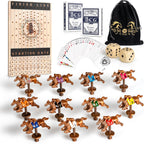 New Metal Horses Horse Race Board Game with 11 Metal Horses, 2 dice and 2 Boxes of Cards, Thick Luxurious Chessboard Wood, Horse Racing, Adult Game for Parties, Family Night