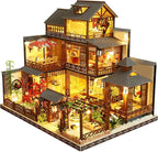 Spilay DIY Dollhouse Miniature with Wooden Furniture,DIY Dollhouse Kit Big Japanese Courtyard Model with LED & Music Box,1:24 Scale Creative Room Gift Idea for Adult Friend Lover (Yaquan Courtyard)