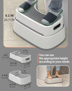 MR.SIGA Toilet Stool Squat Adult, Bathroom Stool Heavy Duty, Anti Slip Toilet Step for Bathroom, Toddler Step Stool for Kids, Off-White & Dark Gray