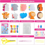 Funtopia Sewing Kit for Kids, 10 Easy DIY Projects of Stuffed Animal with Guiding Book, Beginners Sewing Toys and Birthday Gift for Girls Boys, Felt Arts and Crafts for Kids Ages 5-8 8-12