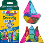 CreateOn Crayola Limited Edition Retro PIP Magnetic Tiles Set, Building Set for Kids, STEM Toys for Boys and Girls Ages 3 and Up, 14-Piece Set