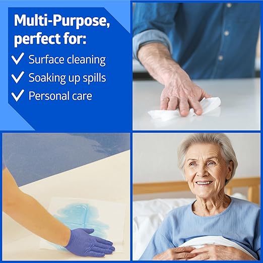 Medline Absorbent Wipers+ Disposable Heavy Duty Dry Wipes, 12" x 13" (90 Count, 12 Pack)