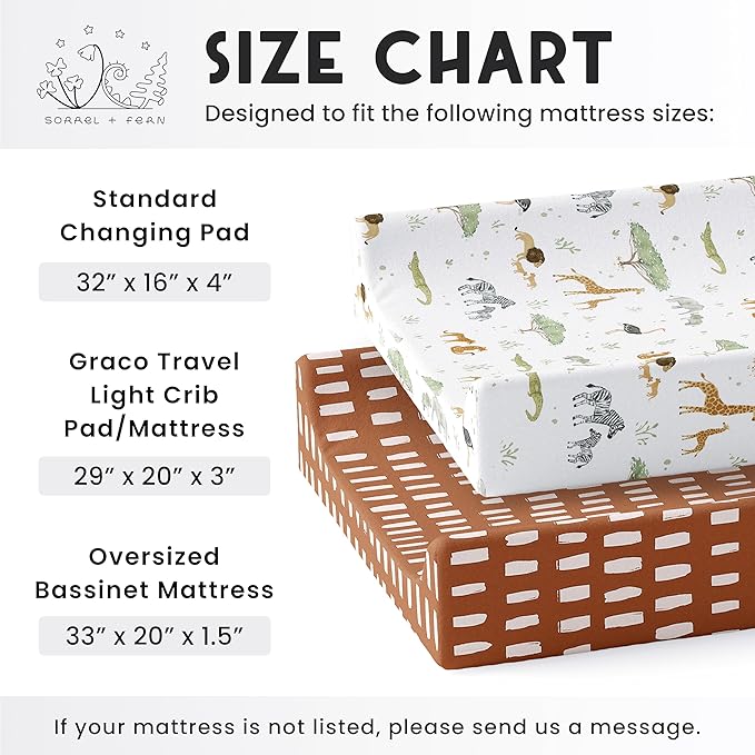 Baby Changing Pad Cover 2-Pack for Boys, Girls (Safari Adventure) - Premium Fitted Sheets Baby Diaper Changing Table Cover - Buttery Soft Cotton Blend