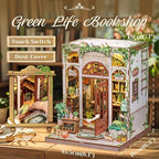 CUTEBEE Book Nook Kit - DIY Miniature House Dollhouse Kit for Adults and Teens, Booknook Tiny House Bookshelf Decor 3D Wooden Puzzle, Gifts for Family Friends (Green Life Bookshop)