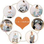 Carseat Cover for Boys and Girls - Multi-use Nursing Canopy for Breastfeeding, Stroller, High Chair Cover (Rose)