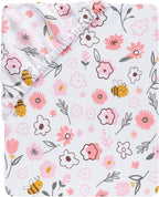 Lambs & Ivy Little Garden 100% Cotton Pink Floral Fitted Crib/Toddler Sheet