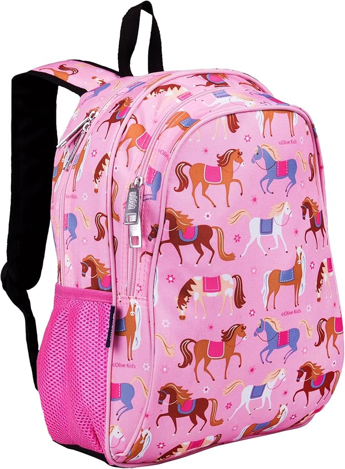 Wildkin 15-inch Kids Backpack – Durable, Padded, Adjustable for School & Travel - Horses