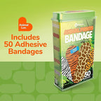BioSwiss Bandages, Animal Print Shaped Self Adhesive Bandage, Latex Free Sterile Wound Care, 50 Count