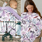 Car Seat Cover Baby, Infant Car Seat Canopy Covers for Newborn Girls Boys, Soft Breathable Mink Carseat Covers Stretchy Multi-Use Nursing Cover for Stroller Baby Car Seat, Purple Flroal