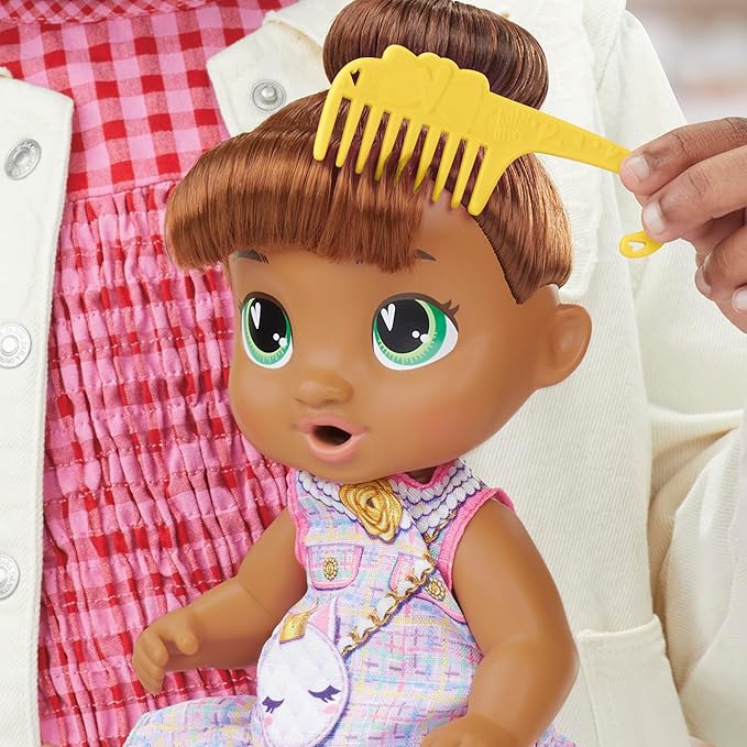 Baby Alive Bubbly Tea Party Sophia Sparkle Doll with Teapot Accessories, Brown Hair, 11 Inches, Toys for 3 Year Old Girls and Boys & Up