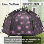 Portable Hexagon Kids Play Tent with LED Strip Lights Indoor Children Play House Easy Set-up Space Dream Tent for Night.4-5 Person Large Tents & Birthday Gifts