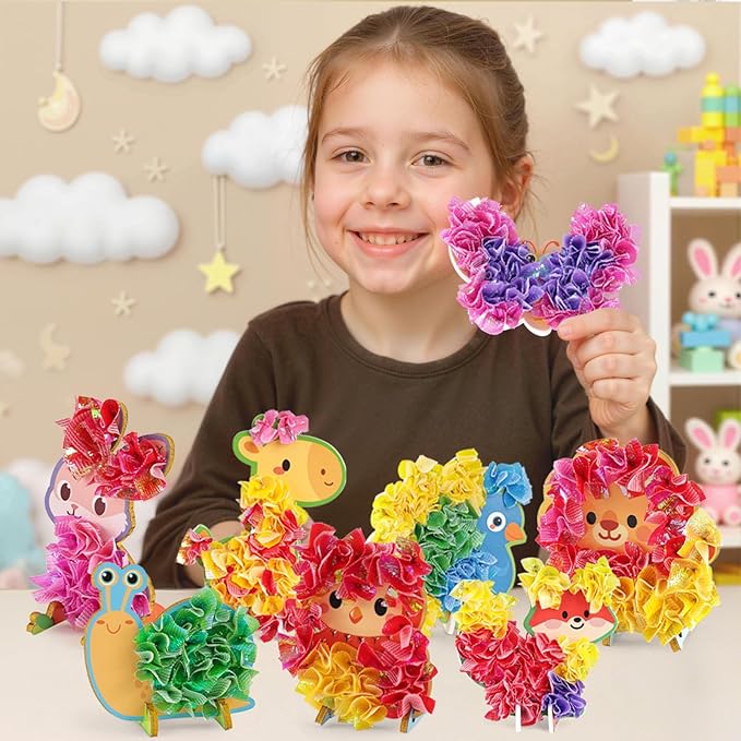 3 otters Poke in Art Kits, Kids Art Set Animal DIY Crafts Toys for Girl Birthday Gifts Party Favors Goodie Bag Stuffers Classroom Prizes