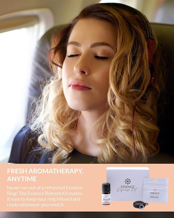 Essence Wearable Aromatherapy Nasal Diffuser – Immunity Blend Essential Oil Nose Ring Refresh Kit – Personal Scent Clip for Travel, Work & Everyday Use – Made in USA