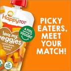 HAPPYTOT Organics Stage 4 Baby Food Pouches,Gluten Free, Vegan Snack, Love My Veggies, Fruit & Veggies Puree,Squash, Pumpkin & Bananas 4.22 oz Pouch (Pack of 16)