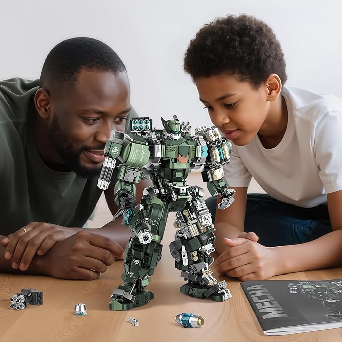 Large Mech Robot Building Set, Motorized Robot Model Building Blocks Toy for Adults, Hard Core Industrial Style Collectible Gifts for Men Boys Ages 14+ (1403 PCS)