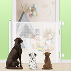 Retractable Baby Gate, Extra Wide Safety Kids or Pets Gate, 33” Tall, Extends to 55” Wide, Mesh Safety Dog Gate for Stairs, Indoor, Outdoor, Doorways, Hallways