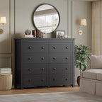 Tall 8-Drawer Dresser, Modern Wooden Storage Chest of Drawers, Dresser TV Stand, Wood Drawer Organizer with Metal Handles for Bedroom, Living Room, Hallway