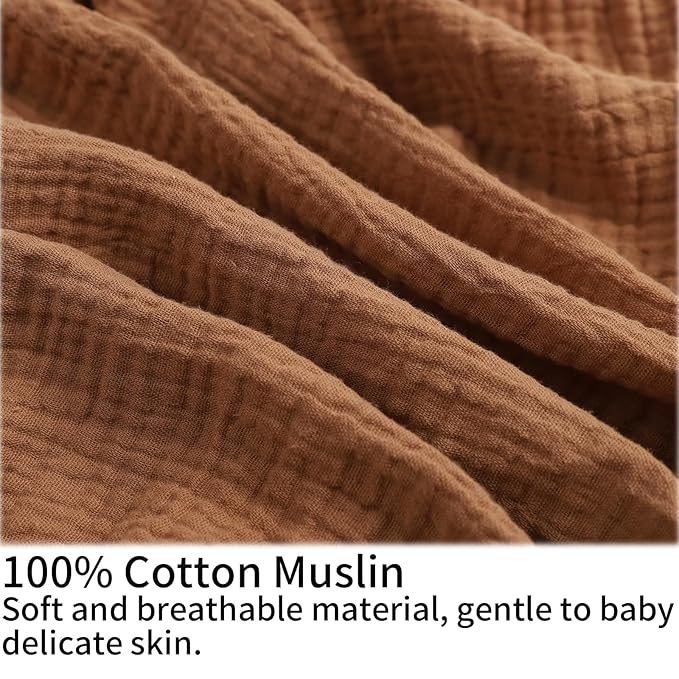 Onacosht Muslin Nursing Pillow Cover Soft 100% Cotton Feeding Pillow Slipcover Fits Standard Infant Nursing Pillow for Baby Girl and Boy, Brown