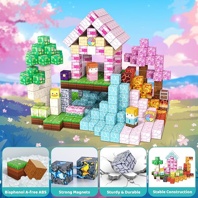 200PCS Magnetic Building Blocks, Magnet Toys Magnetic Cubes, Magnetic Blocks for Kids Ages 4-8, Stacking Magnet Blocks STEM Building Toys for Boys Girls Ages 3 4 5 6 7 8-12 Gifts