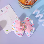 Hair Clip - 1st Birthday Pink Bow Party Decorations, Confetti Ice Cream for Girls, 5th Baby Girls Hair Bow, Hair Clip