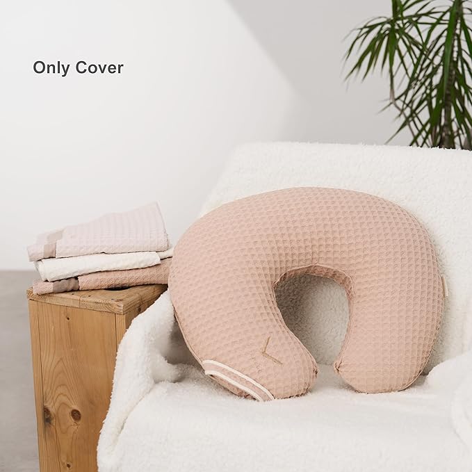 Organic Cover for Nursing Pillow • Premium Quality 100% Cotton Oeko-Tex Standard • Cover for Breastfeeding and Bottle Feeding Pillow • Soft and Breathable • Only Cover (Lilac waffle)