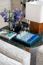 Lacquered Chess – Poseidon – Multi-Color Wooden Chess Set with Solid Wood Board – Elegant Coffee Table Game for Adults & Kids Ages 5+ – Multilingual Instructions Included