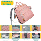 Diaper Bag, Baby Essentials, Multi-functional Large-capacity Diaper Bag Backpack, Best Gift for Newborns with Diaper Changing Station, Travel Essentials Diaper Bag Backpack (Pink)