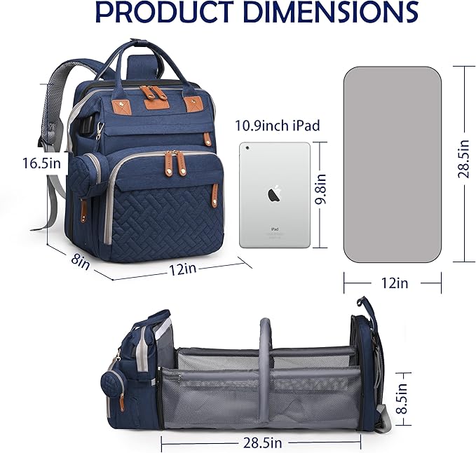 Diaper Bag with Changing Station, Baby diaper bags, Travel Essentials for Moms Dads, Boys, Blue