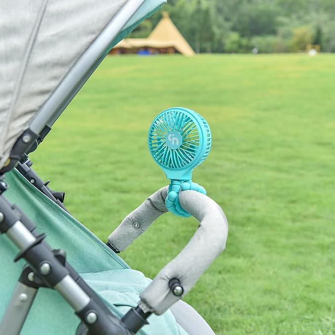 HomeLifairy Portable Stroller Fan, USB or Rechargeable Battery Operated with 3 Speeds and 360°Rotate, Cooling Clip On for Baby Crib Travel Car Seat Blue