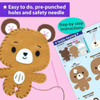 KRAFUN Unicorn Sewing Keyring Kit for Kids Age 7 8 9 10 11 12 Learn Art & Craft, Includes 6 Stuffed Animal Bear, Dog, Rabbit, Raccoon, Owl Dolls, Instruction & Felt Materials