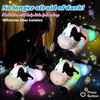 Cuteoy Glowing LED Cow Light-up Nightlight Toys Musical Plush Stuffed Animal Soft Singing Lullabies Birthday Christmas Plushies Gifts for Kids Boys Girls,15.5"