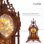 LED 3D Wood Puzzle Clock Tower, 3D Building Model, DIY 3D Clock Kit (LED-WTC02)